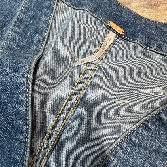 Free People Wandering Star Denim Mini Dress Classic Denim Button-down Size 12 - Picture 5 of 6